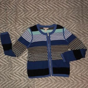 BANANA REPUBLIC intarsia knit zipper cardigan L